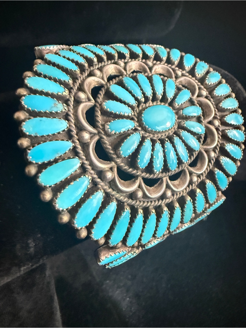 Zuni Turquoise Cluster Cuff Bracelet - Women's